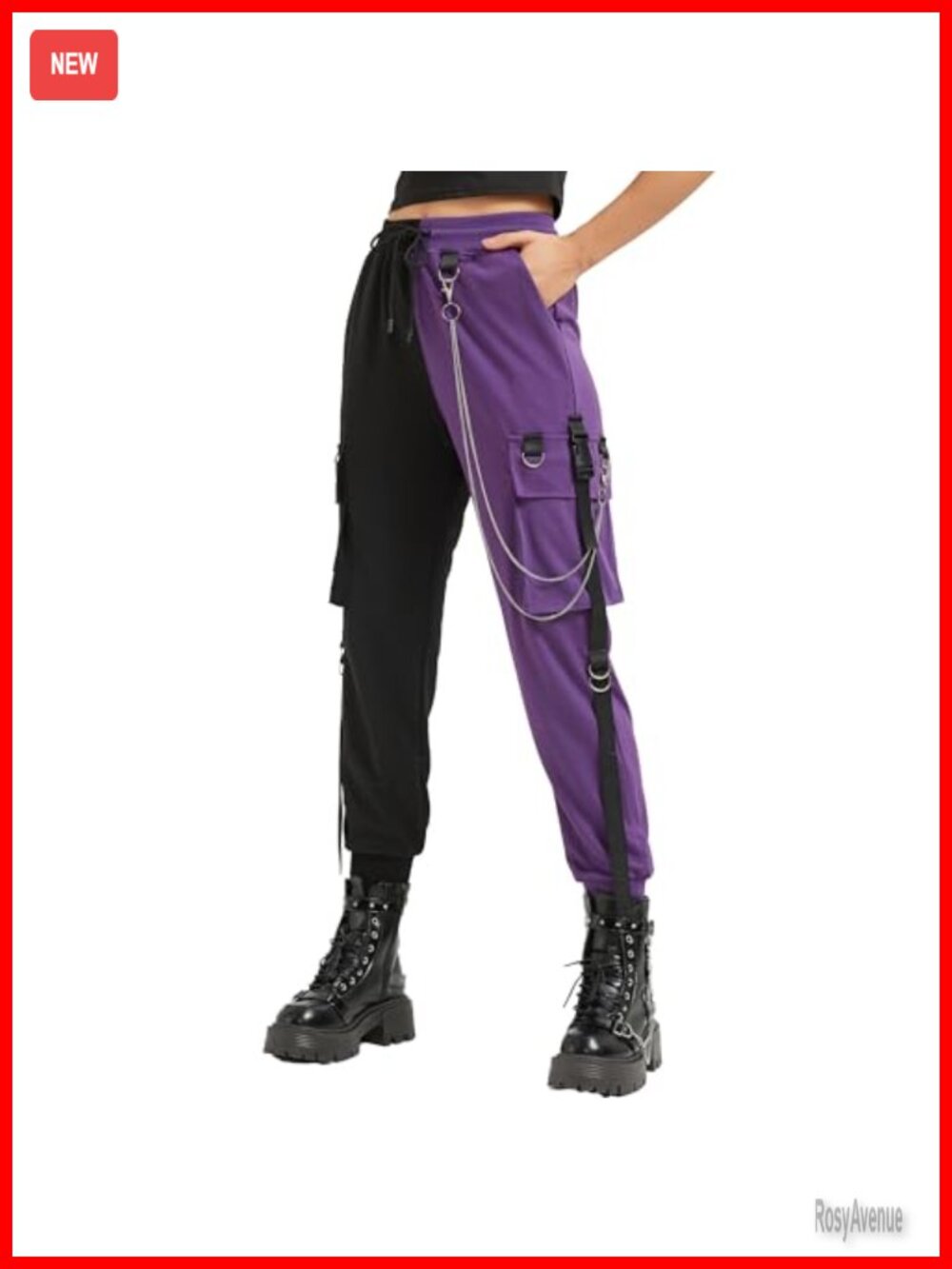 Cargo Pants with Chain Techwear Loose Street Rock Style Goth Pants
